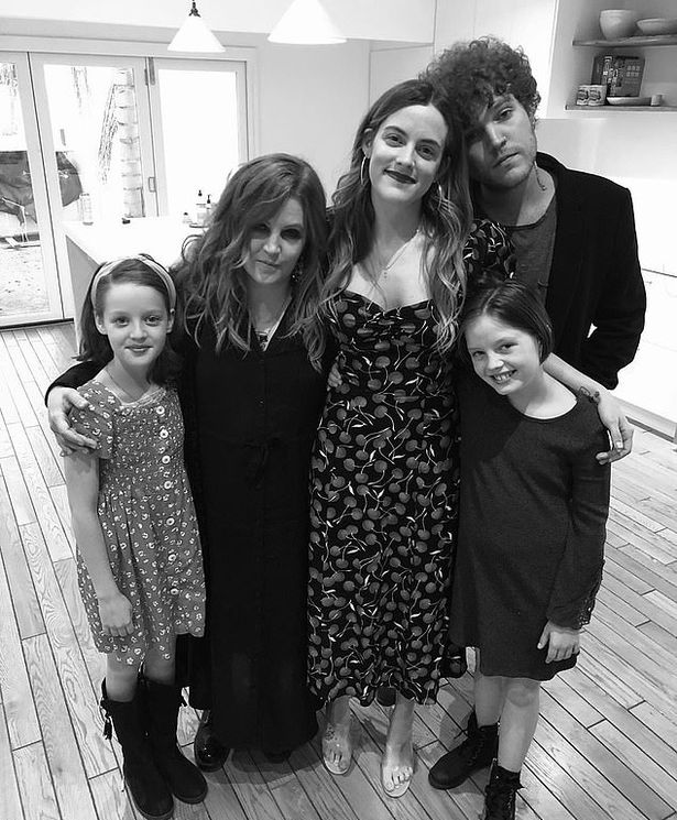 Lisa Marie, second from left, is pictured with her four children; twins Finley and Harper, front left and right, and Benjamin, back right, and his sister Riley, centre (Image: Lisa Marie Presley/Instagram)