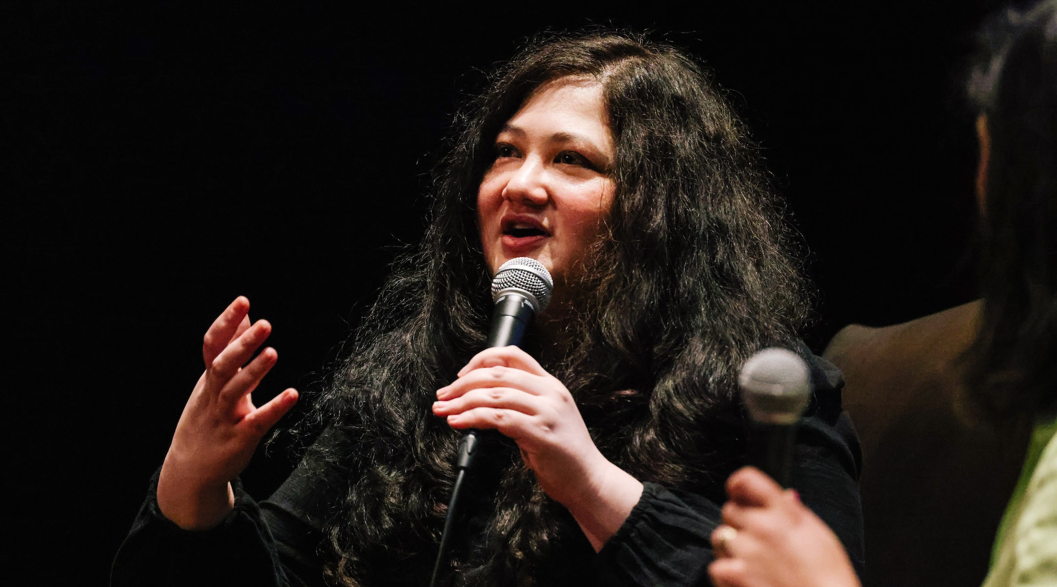 The author Gabrielle Zevin speaks at a book event