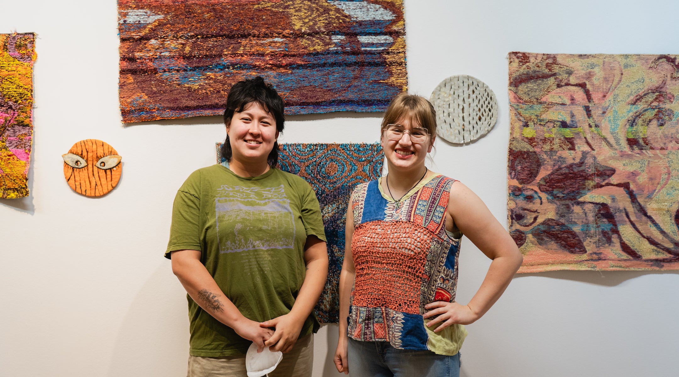 A photo of Grace Gittleman and Eleanor Frick at their exhibition.