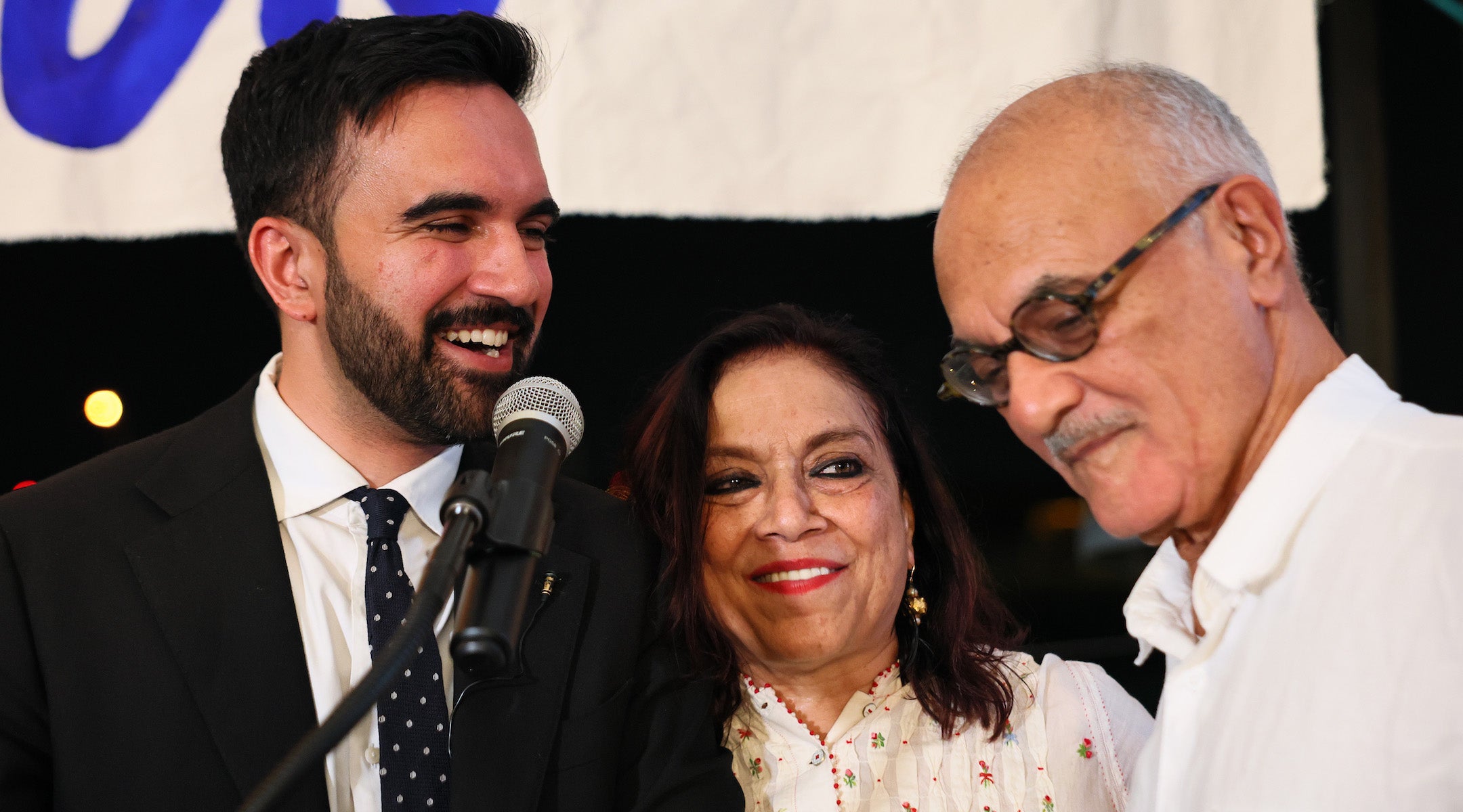 The Mamdani family at a campaign event