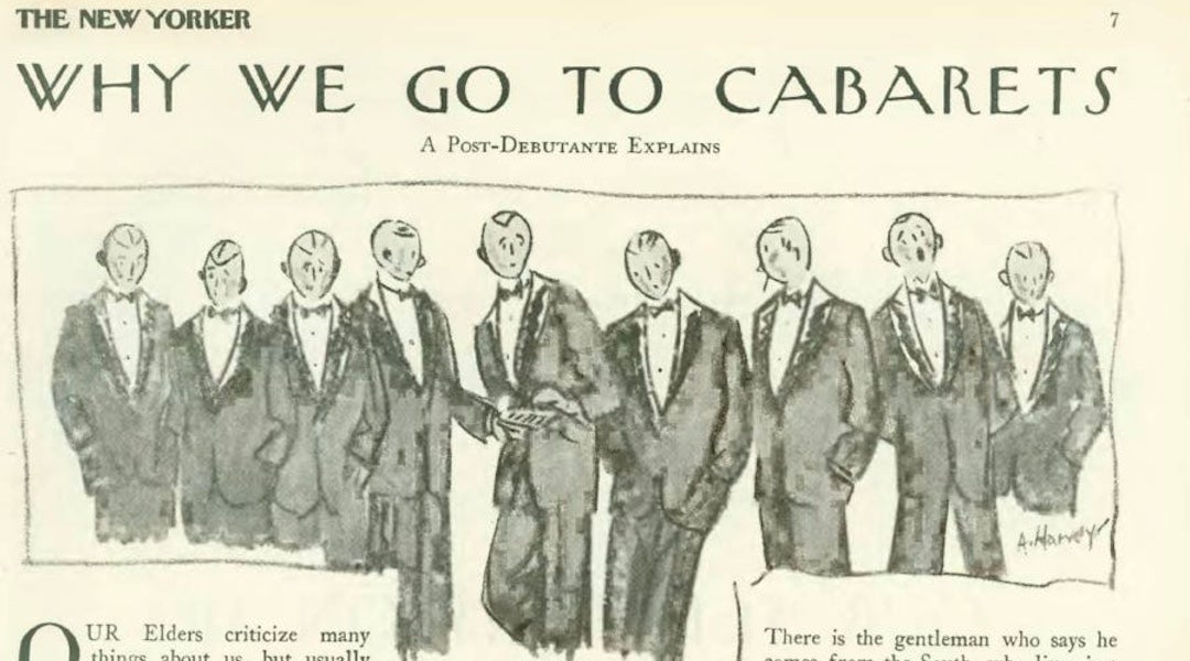 In 1925, during its first year of its existence, The New Yorker was struggling financially. Salvation came in the form of a prominent young society girl named Ellin Mackay. An article she wrote, “Why We Go to Cabarets,” caused such a sensation 
