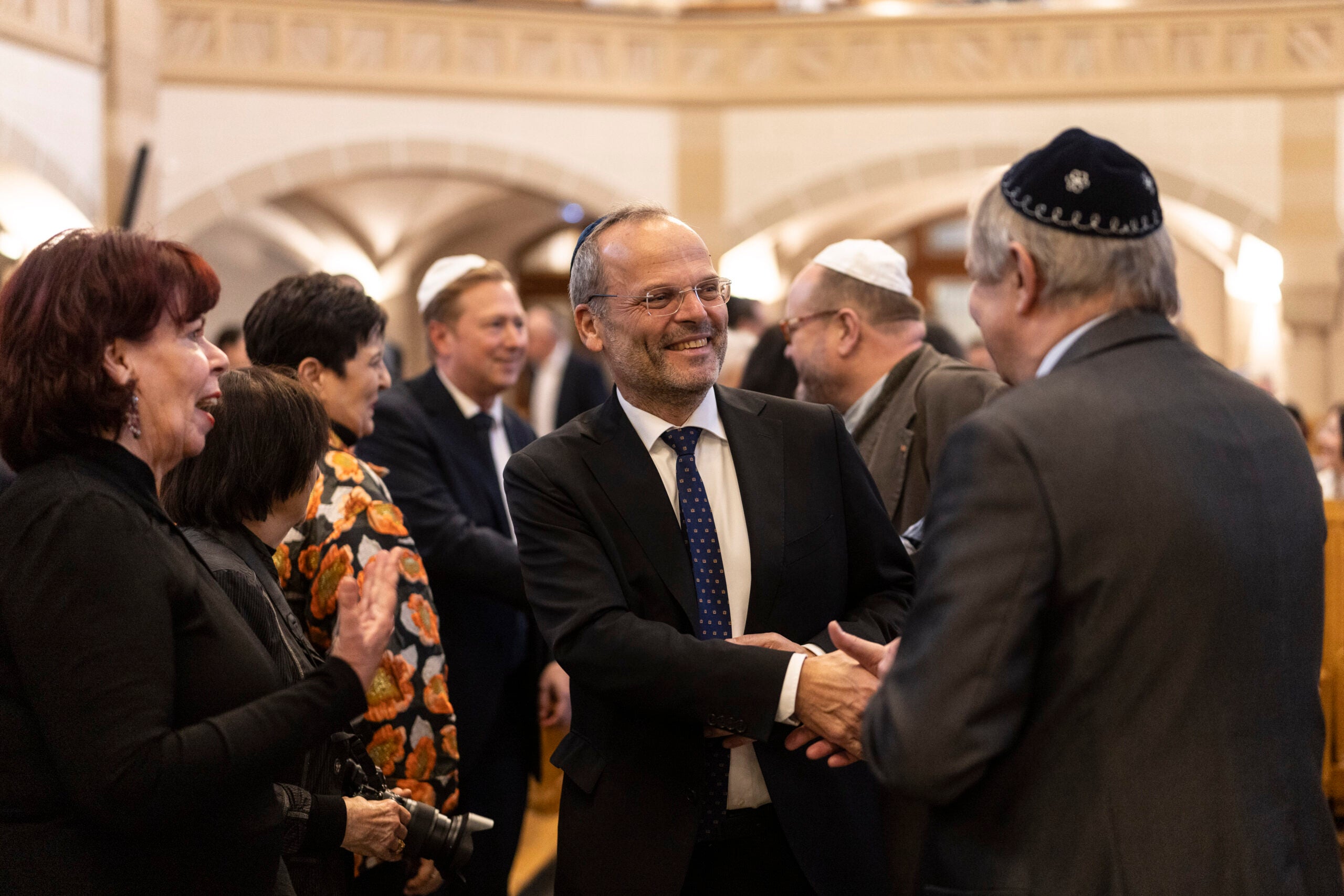 Felix Klein arrives for the ordination ceremony of two rabbis