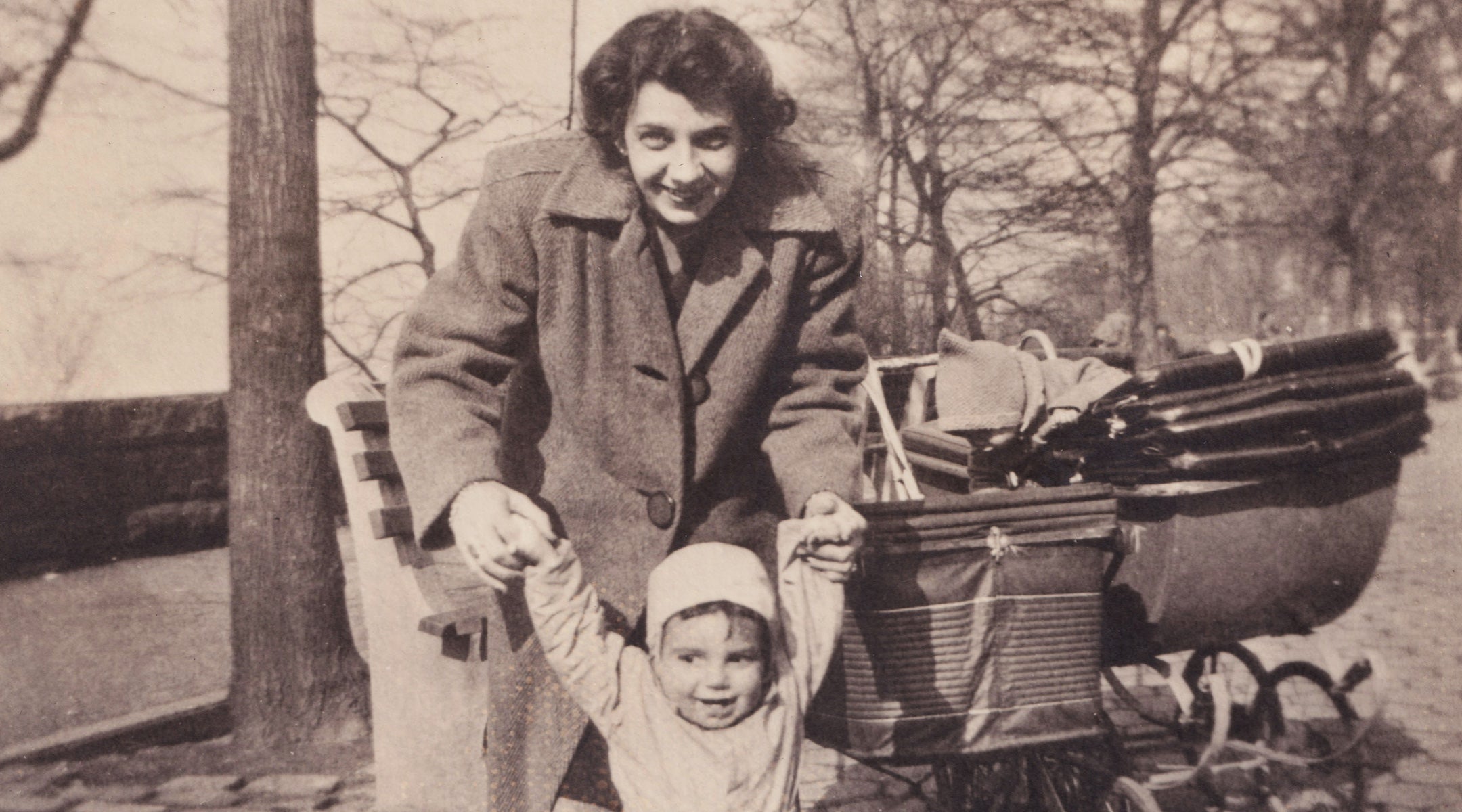 mother and toddler, vintage photo