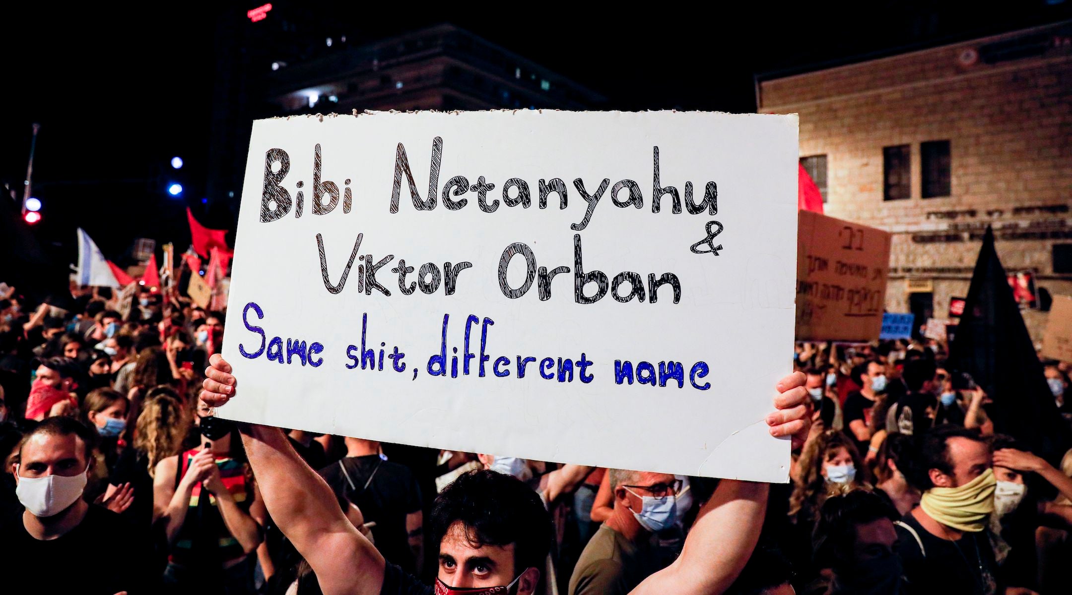 A photo of a protester.